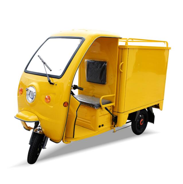 Electric delivery tricycle with closed cargo box , cargo tricycle with cabin