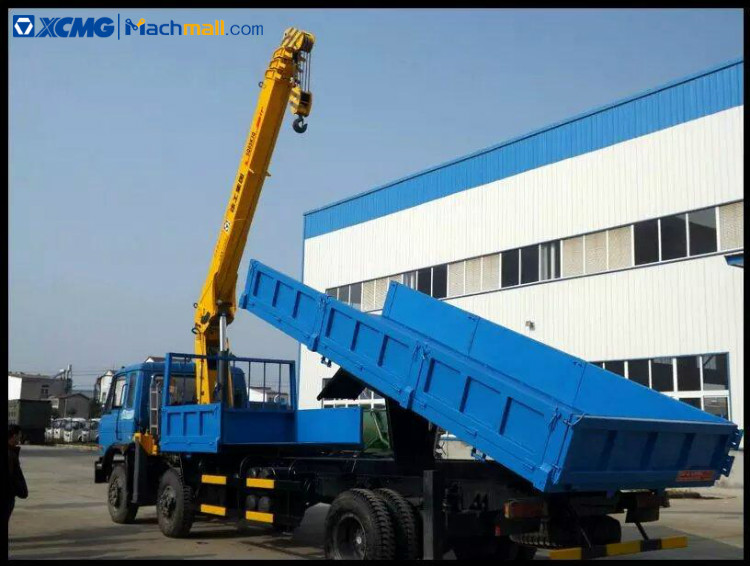 XCMG 5 ton small dump truck with crane price, MACHMALL