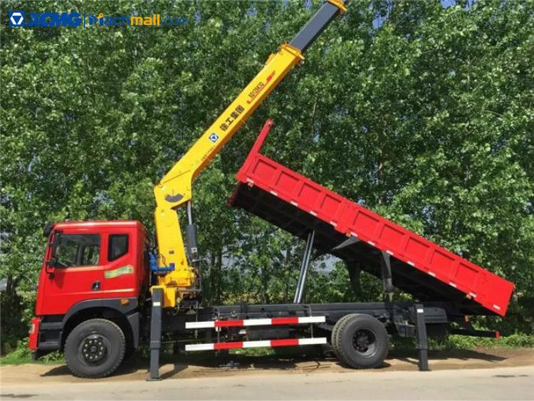 XCMG 5 ton small dump truck with crane price, MACHMALL