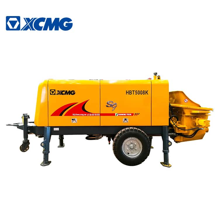 XCMG Official 82kw small trailer mounted concrete pump truck HBT5008K concrete mixer with pump price