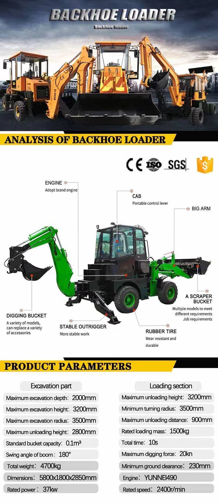 Qi Yang 1.5 ton small backhoe excavator loader QZ10-15EUC for sale