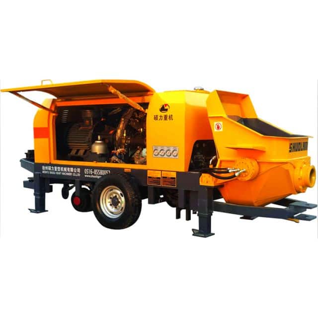 Shuoli 55kw full hydrauic mobile portable trailer concrete pump machine for mining price