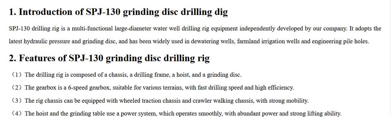 SPJ-130 Grinding Disc Drilling Rig
