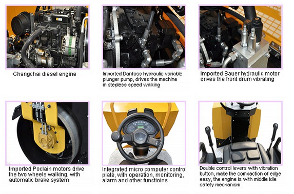 ROADWAY Combination Vibratory Roller Steel wheel tire roller RWYL83N Changchai diesel engine power