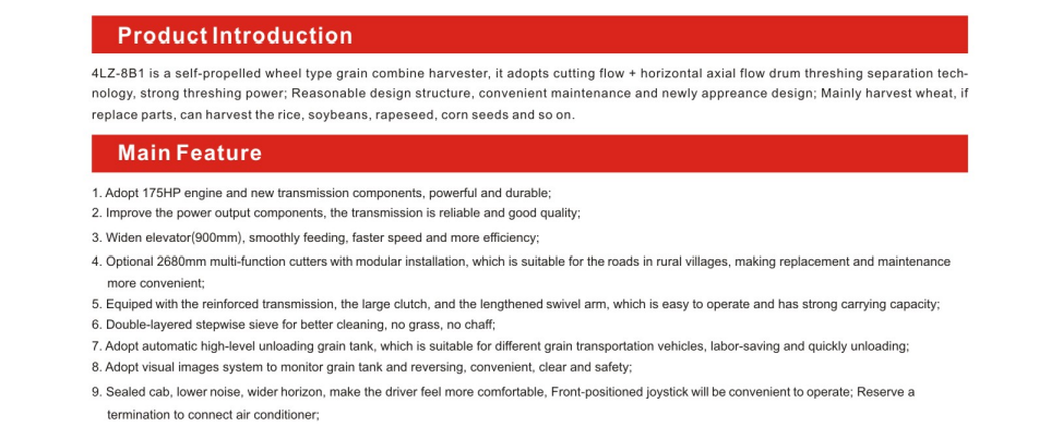 Self-propelled Grain Combine Harvester(4LZ-8B1)