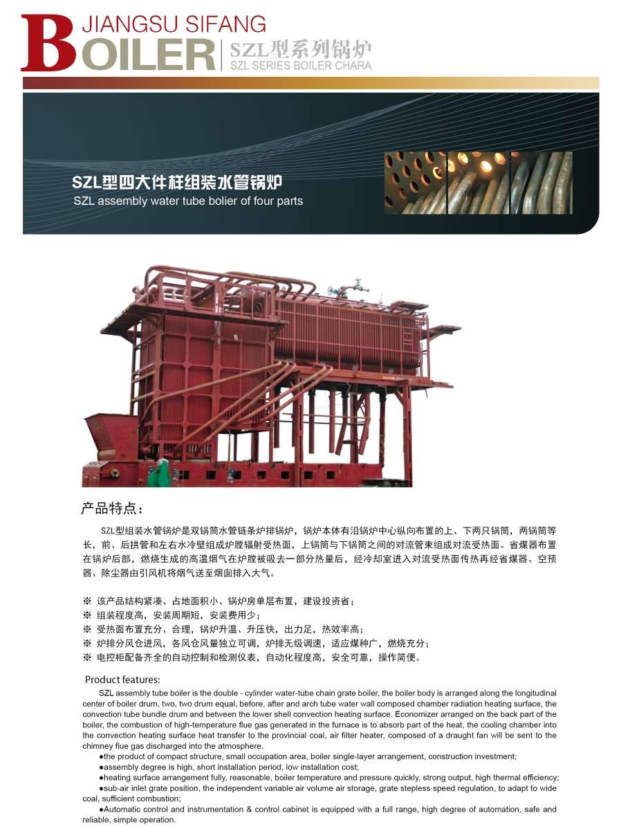 SZL four items assembled water-tube boiler