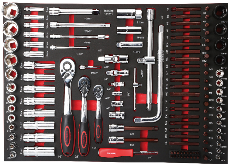 XCMG Antuo TOOLKING 217 pieces high quality red seven drawers handware tools set trolleys