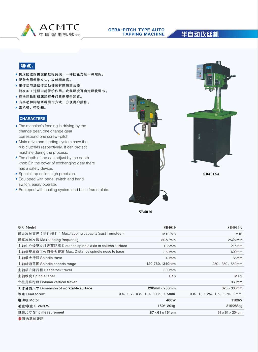 GERA-PITCH AUTO TAPPING MACHINE