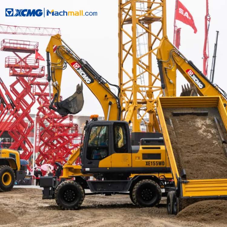 XCMG Official XE155WD 14 ton 0.58m3 China wheel excavator for sale