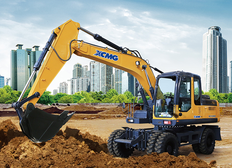 15 ton XCMG machine XE150WB wheel excavator for sale