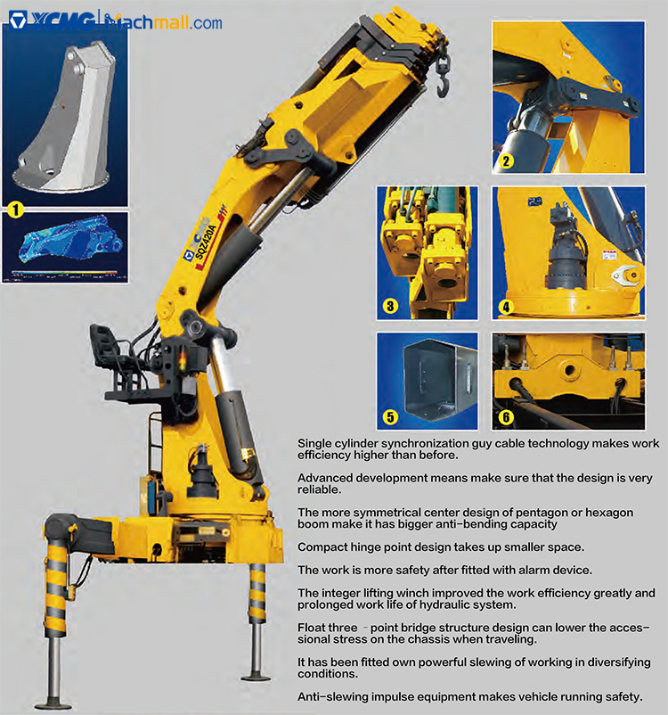 XCMG 5 ton hydraulic knuckle boom crane for trucks price