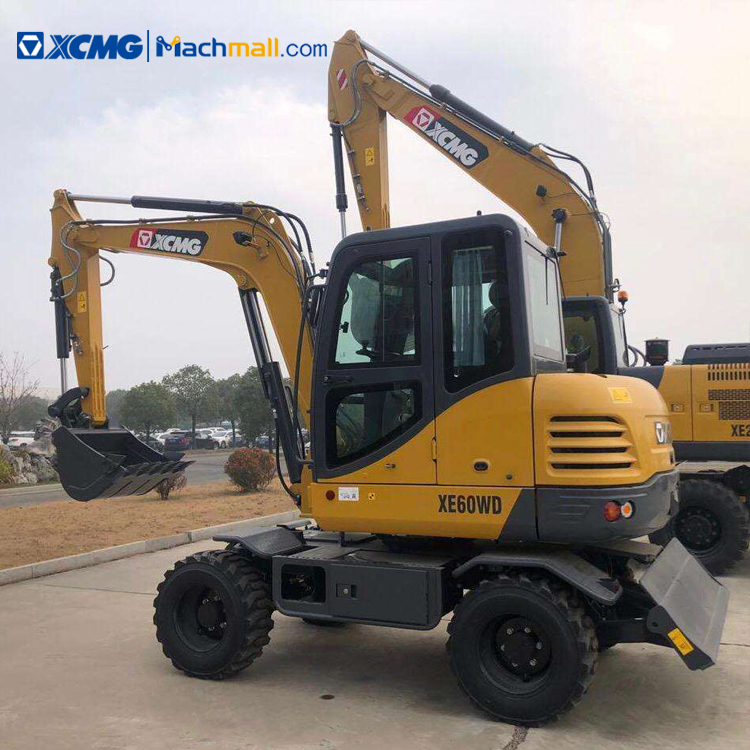 XCMG small excavators on wheels XE60WD 6 ton wheel excavator for sale