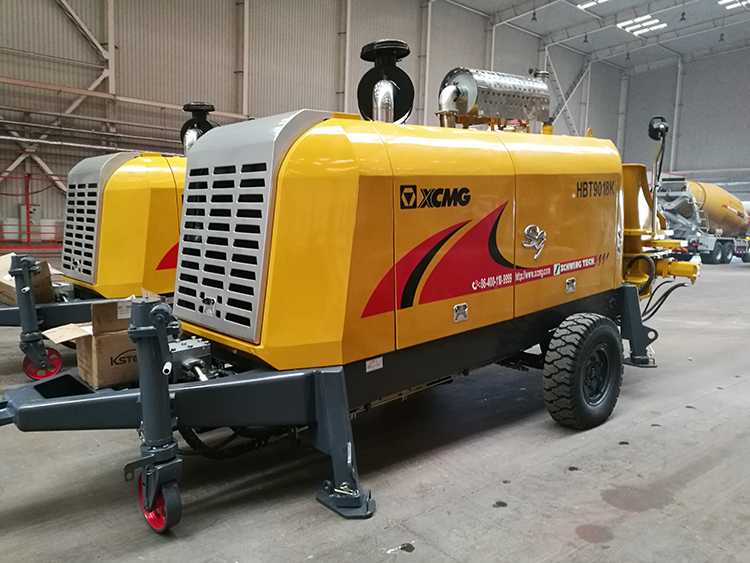 XCMG trailer mounted concrete pump truck HBT9018K china mobile concrete mixer with pump price