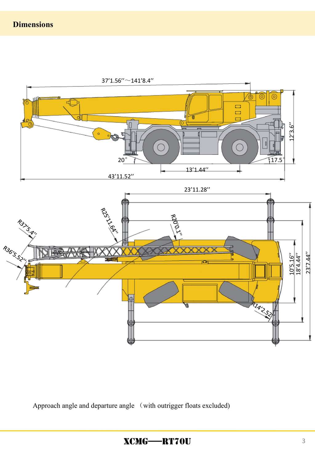 XCMG Official RT70U Rough Terrain Crane for sale