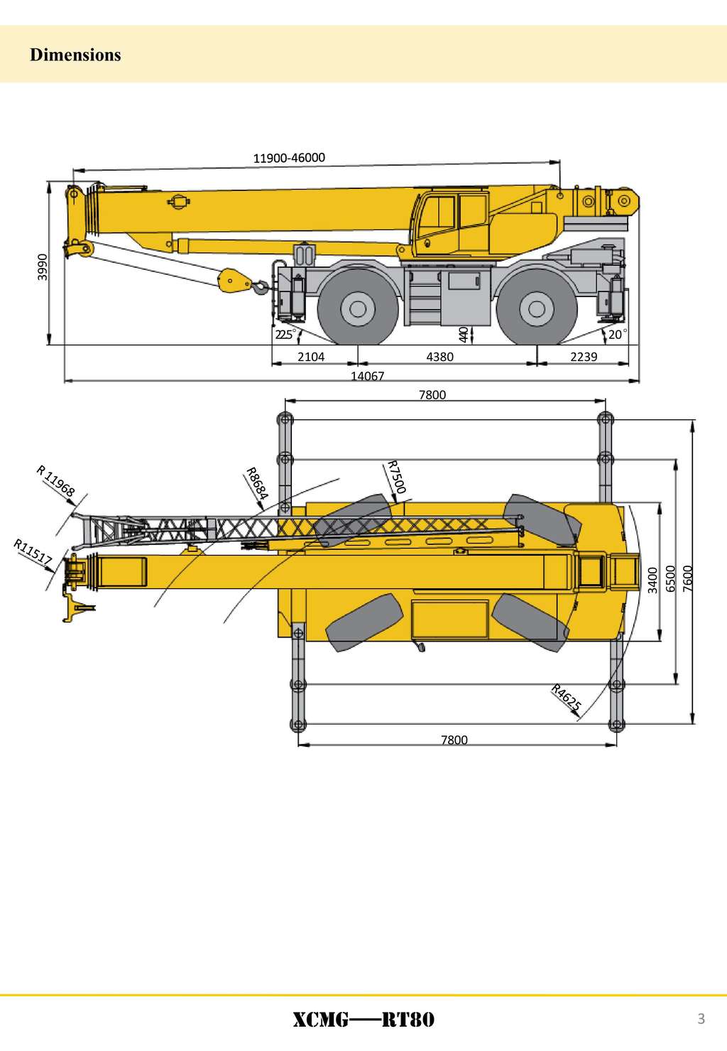 XCMG Official RT80 Rough Terrain Crane for sale