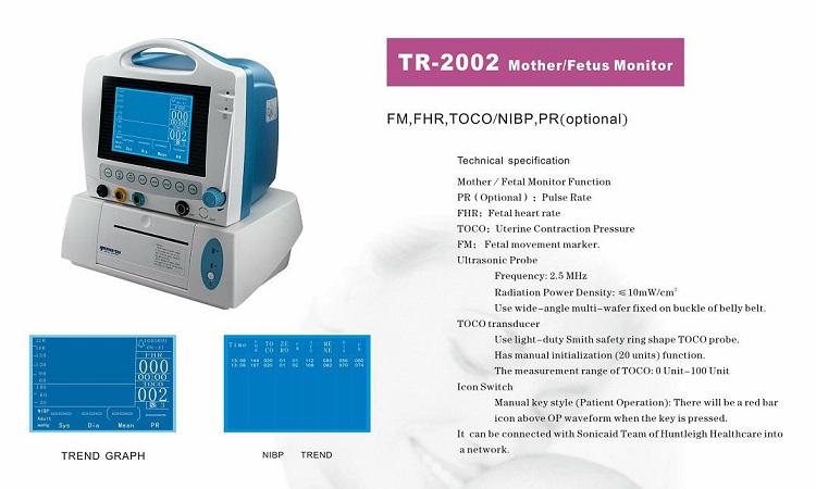 Hot selling hospital medical mother fetus monitor TR-2002 portable pulse/heart rate monitor price