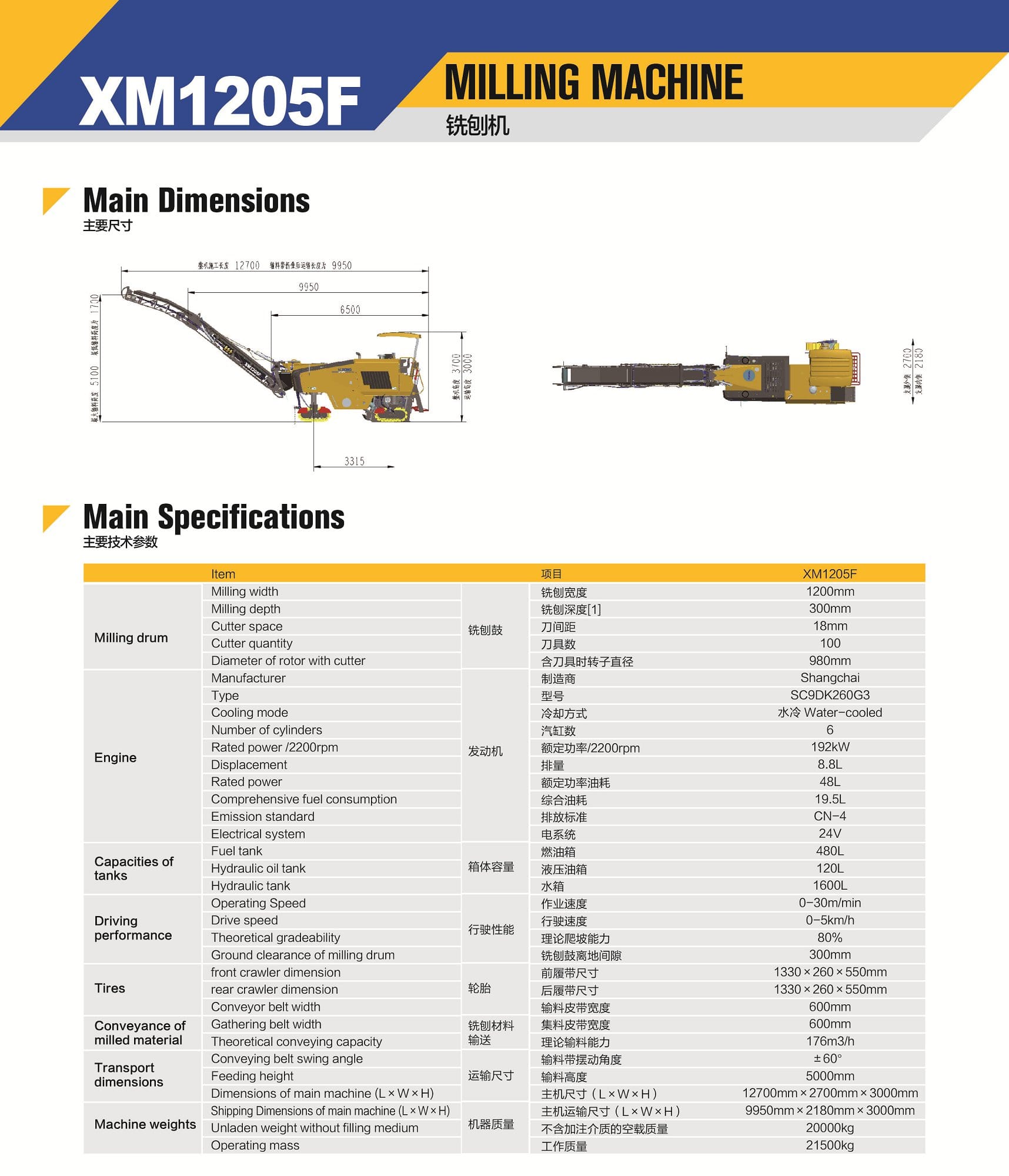 XCMG Official XM1205F Road Milling Machine for sale