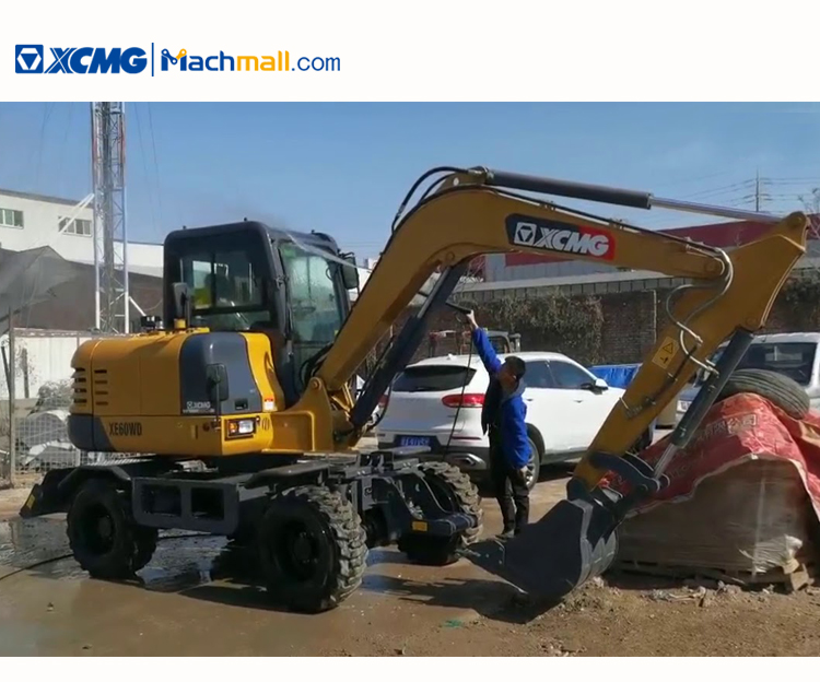 XCMG small excavators on wheels XE60WD 6 ton wheel excavator for sale