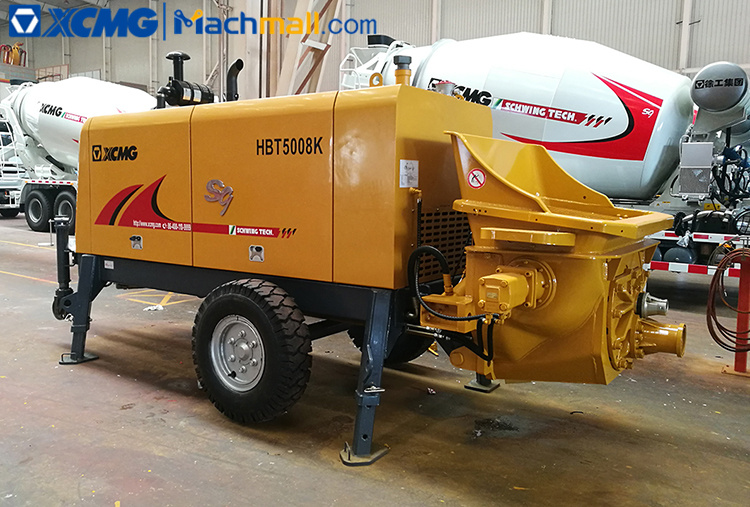 China XCMG trailer mounted concrete pump HBT5008K 82kw construction machine for sale