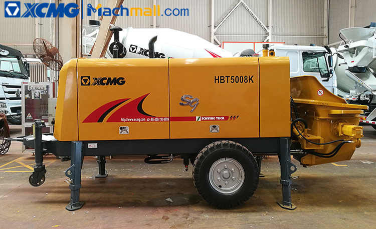 China XCMG trailer mounted concrete pump HBT5008K 82kw construction machine for sale