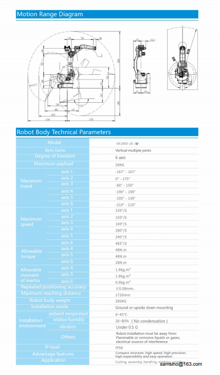 Supply domestic Sam robot/industrial handling robot/Sam 6 axis palletizing manipulator