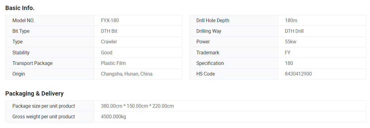 JIUZUAN FY180 260 280  Crawler Hydraulic DTH Rock Water Well Drilling Rig/Borehole Drill Machine