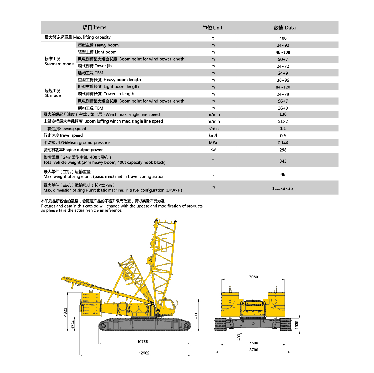 徐工集团XGC400履带式起重机