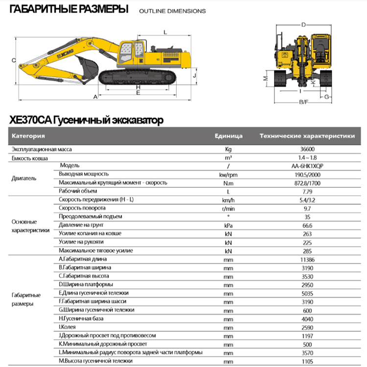 XCMG экскаватор XE370CA