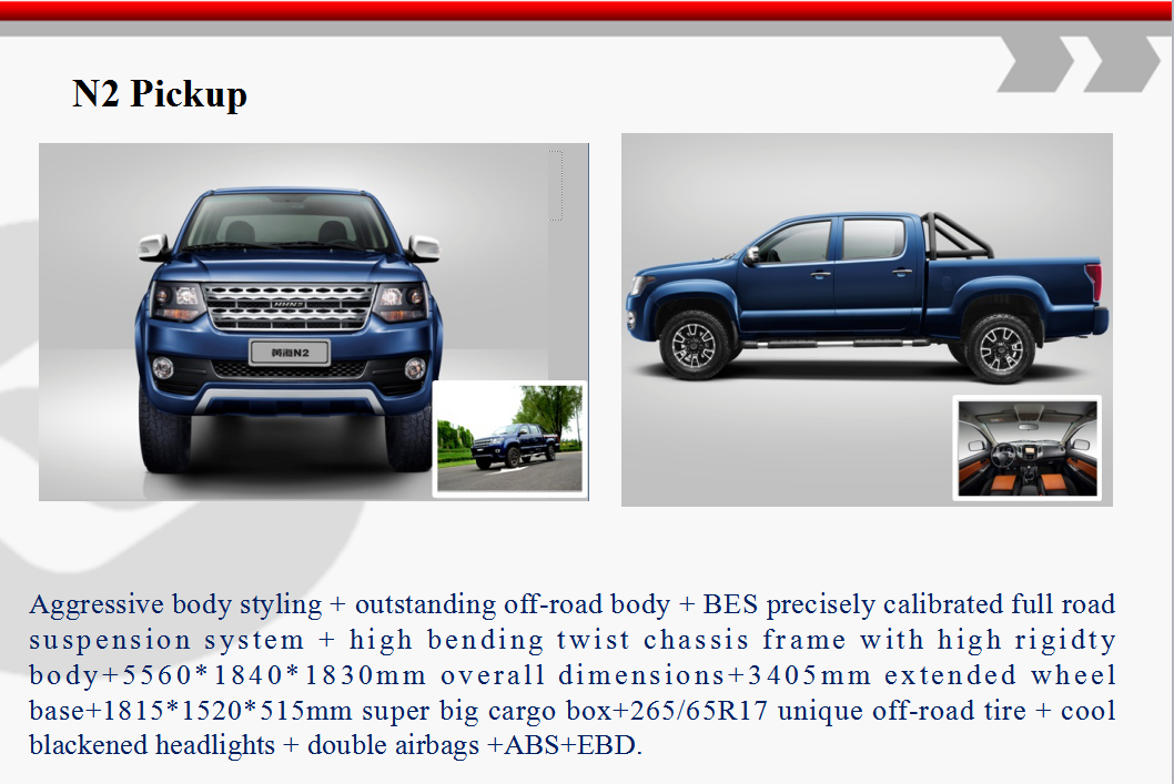 Huanghai Pick Up N2S-R134 4WD Gasoline 4G69 Luxury