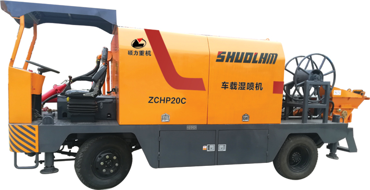 Shuoli 46kw 20m3/h truck mounted wet spray machine concrete pump for sale