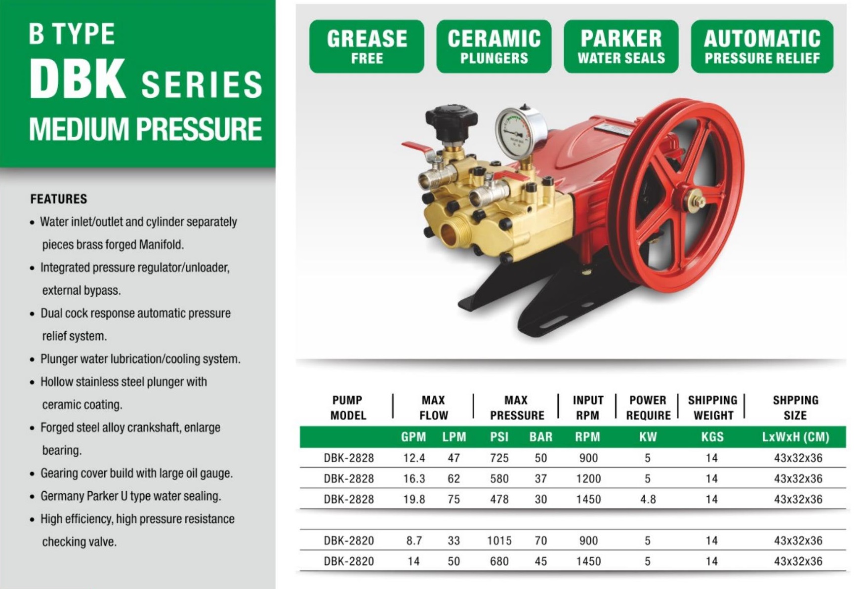 Commercial High Pressure Pump B typeDBK series Medium Pressures