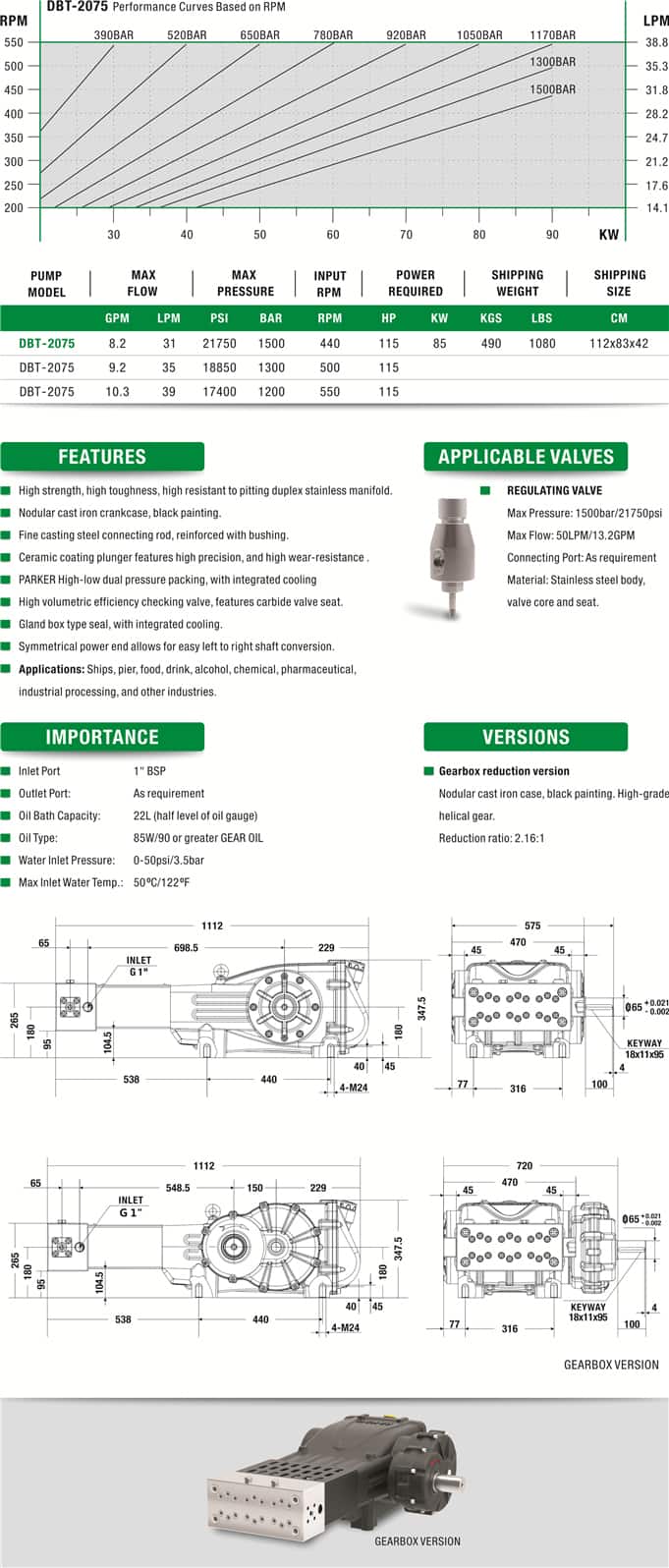 DBT ULTRA-HIGH Pressure Plunger Pump