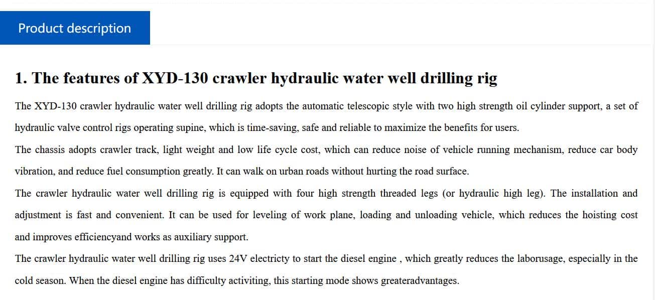 XYD-130 crawler hydraulic water well drilling rig