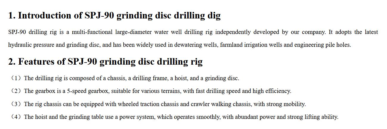 SPJ-90 Grinding Disc Drilling Rig