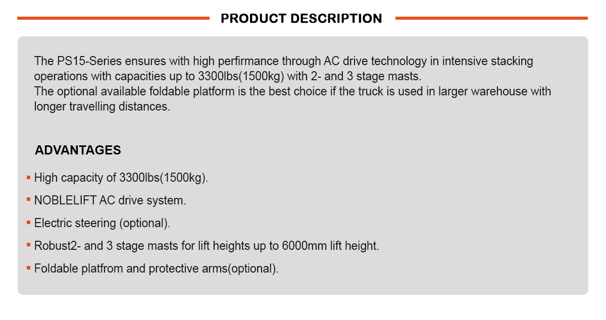 NOBLELIFT PS Series Electric Walkie Stacker PS1550 PS1555