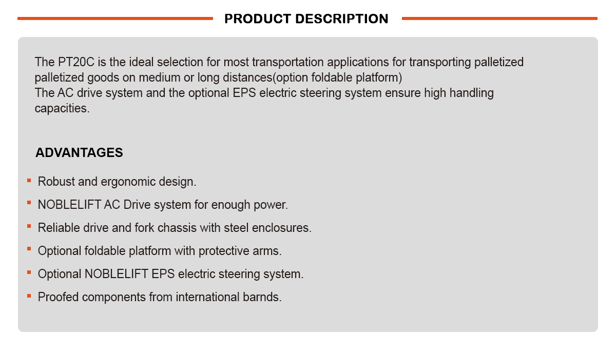 NOBLELITF Short Handle Economical Electric Pallet Truck PT20C
